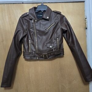 Fasion Nova Brown Faux Leather Jacket